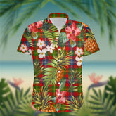 Forrester Tartan Hawaiian Shirt Hibiscus, Coconut, Parrot, Pineapple - Tropical Garden Shirt